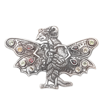 Garnet brooch pin pendant
