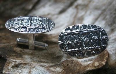 Sterling silver cufflinks, 'Victorious' - Sterling silver cufflinks