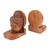 Wood bookends, 'Quiet Buddha' (pair) - Carved Buddha Wood Bookends