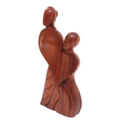 Wood statuette, 'Always in Love' - Handcrafted Romantic Wood Sculpture