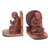 Wood bookends, 'Buddha's Prayer' (pair) - Praying Buddha Carved Wood Bookends thumbail