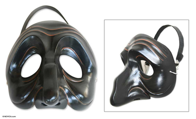 Wood mask, 'Sad Face' - Wood mask