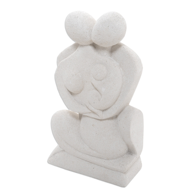 Sandstone sculpture, 'Happy Family' - Handcrafted Stone Sculpture from Indonesia