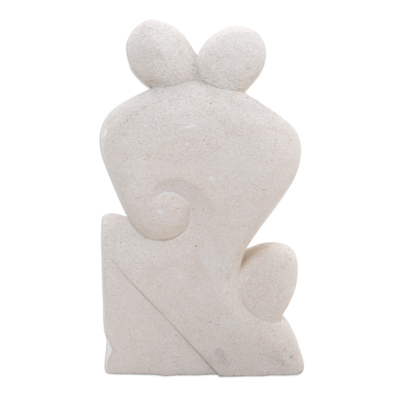 Sandstone sculpture, 'Happy Family' - Handcrafted Stone Sculpture from Indonesia