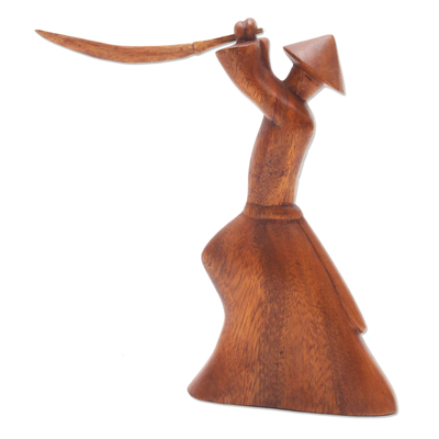 Wood sculpture, 'Samurai Strategy' - Wood sculpture