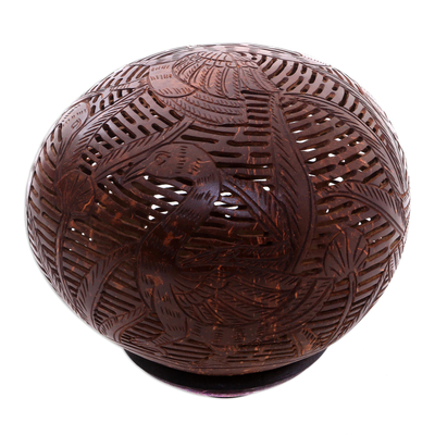 Coconut shell sculpture, 'Heron' - Coconut Shell Sculpture from Indonesia