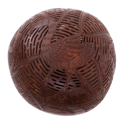 Coconut shell sculpture, 'Heron' - Coconut Shell Sculpture from Indonesia