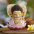 Wood statuette, 'Buddha at One with Nature' - Hand Painted Crocodile Wood Sculpture (image 2) thumbail
