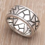 Sterling silver ring, 'Puzzle' - Hand Made Modern Sterling Silver Band Ring