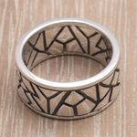 Sterling silver ring, 'Puzzle' - Hand Made Modern Sterling Silver Band Ring