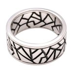 Sterling silver ring, 'Puzzle' - Hand Made Modern Sterling Silver Band Ring
