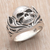 Men's sterling silver ring, 'Skull of Fire' - Men's Handmade Sterling Silver Ring (image 2b) thumbail