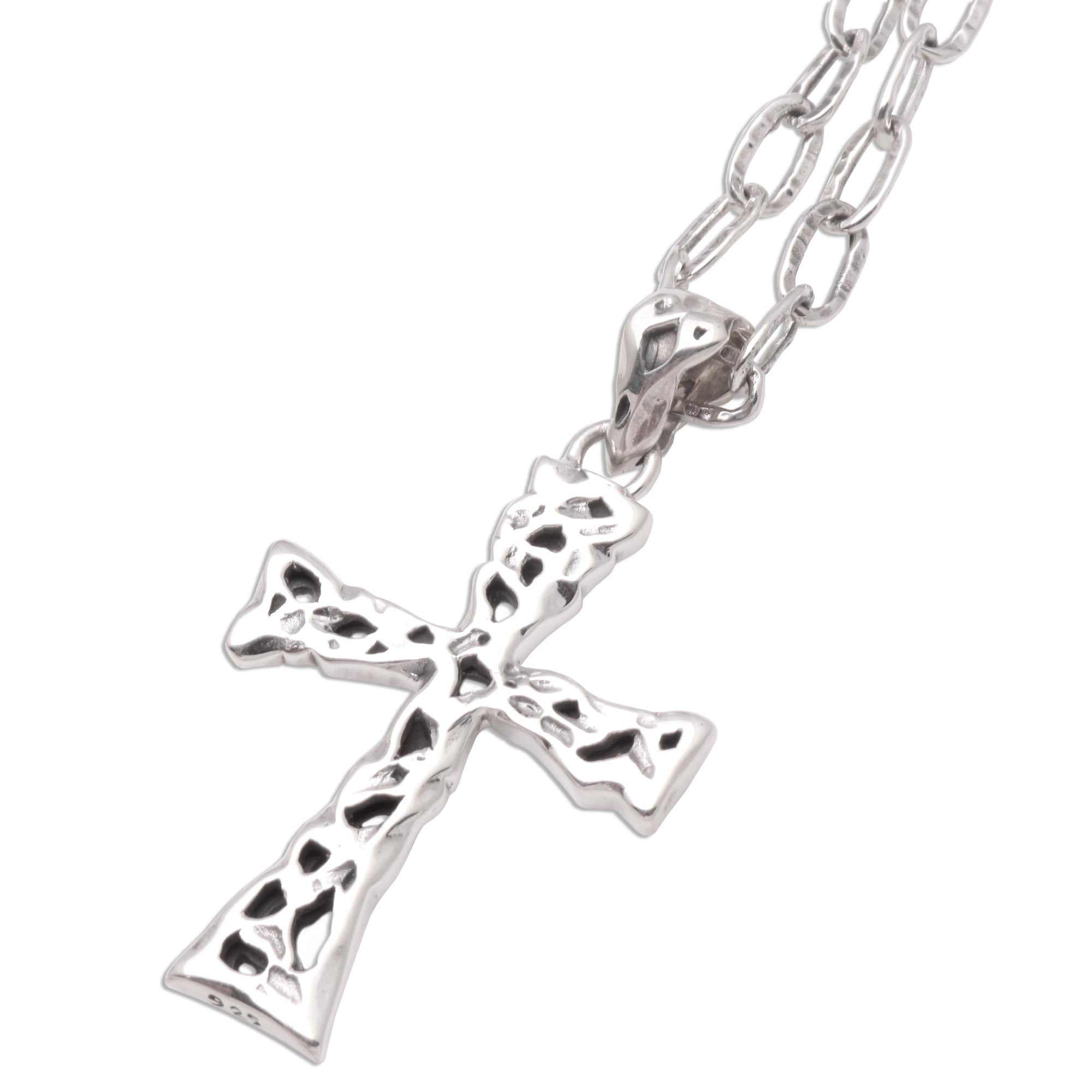 Men's Sterling Silver Cross Necklace - Celestial Light | NOVICA