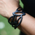 Leather wristband bracelet, 'Licorice Nest' - Indonesian Leather Wristband Bracelet (image 2c) thumbail