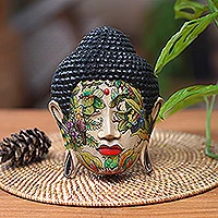 Holzmaske, 'Buddha in der Natur' - Holzmaske