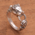 Garnet cocktail ring, 'Silver Tiger' - Fair Trade Sterling Silver Band Ring (image 2) thumbail