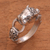 Garnet cocktail ring, 'Silver Tiger' - Fair Trade Sterling Silver Band Ring (image 2e) thumbail