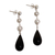 Cultured pearl and ebony dangle earrings, 'Night Tear' - Ebony Wood and Pearl Dangle Earrings