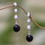 Aretes colgantes de perlas cultivadas y ébano - Aretes colgantes de perlas cultivadas y ébano