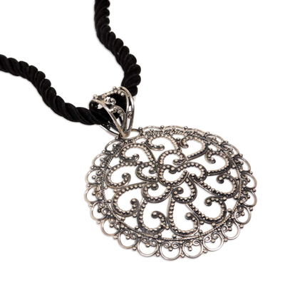 Sterling silver pendant necklace, 'Bali Medallion' - Sterling Silver Pendant Necklace