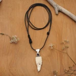 Amethyst men's necklace, 'Brave Eagle' - Men's Sterling Silver and Amethyst Bird Necklace