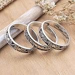 Handmade Sterling Silver Stacking Rings (Set of 3), 'Together'
