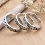 Sterling silver stacking rings, 'Together' (set of 3) - Handmade Sterling Silver Stacking Rings (Set of 3)