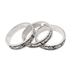 Sterling silver stacking rings, 'Together' (set of 3) - Handmade Sterling Silver Stacking Rings (Set of 3)
