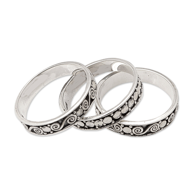 MTO Set of 3 Sterling Silver Stackable Rings,Full Bead Hammered Twisted  Jewelry — Discovered