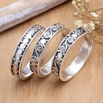 Sterling silver stacking rings, 'Together' (set of 3) - Handmade Sterling Silver Stacking Rings (Set of 3)