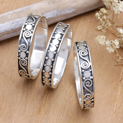 Sterling silver stacking rings, 'Together' (set of 3) - Handmade Sterling Silver Stacking Rings (Set of 3)