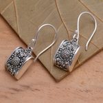 Sterling silver dangle earrings, 'Paradise Square' - Sterling silver dangle earrings