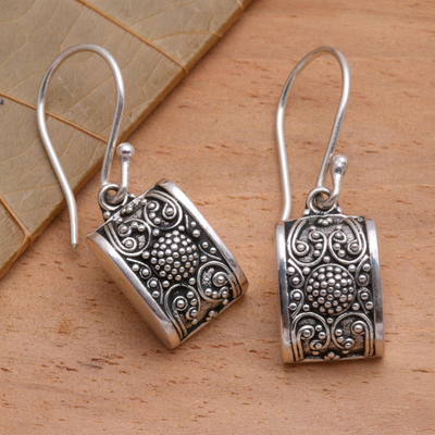 Sterling silver dangle earrings, 'Paradise Square' - Sterling silver dangle earrings