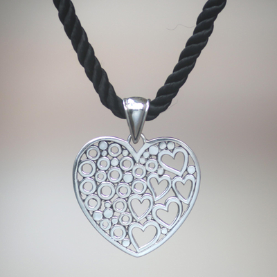 Sterling silver heart necklace, 'Falling In Love' - Sterling Silver Heart Pendant Neckalce
