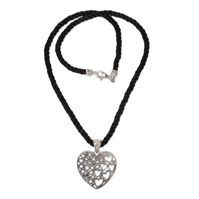 Herz-Halskette aus Sterlingsilber, 'Falling In Love'. - Herzanhänger Halskette aus Sterlingsilber