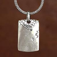 Sterling silver men's necklace, 'Imperfection' - Unique Hand Made Sterling Silver Pendant