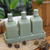 Ceramic oil bottles, 'Jade Bali Lotus' (set of 3) - Green Ceramic Oil Bottles (Set of 3) (image 2b) thumbail