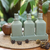 Ceramic oil bottles, 'Jade Bali Lotus' (set of 3) - Green Ceramic Oil Bottles (Set of 3) (image 2j) thumbail