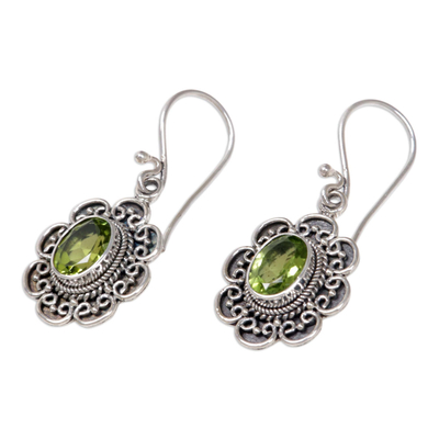 Peridot floral earrings, 'Bright Blossom' - Peridot floral earrings