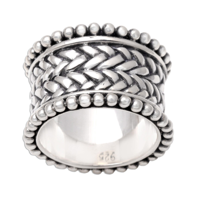 Sterling silver band ring, 'Woven Wonder' - Hand Made Sterling Silver Band Ring
