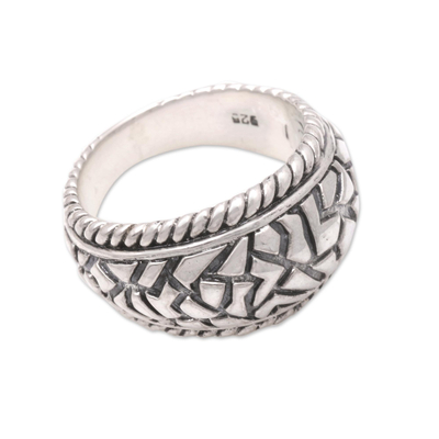 Men's sterling silver ring, 'Endless Labyrinth' - Hand Crafted Men's Sterling Silver Ring