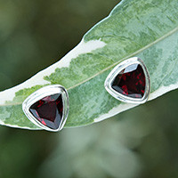 Garnet stud earrings, Crimson Trinity