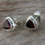 Garnet stud earrings, 'Crimson Trinity' - Sterling Silver Garnet Stud Earrings (image 2b) thumbail
