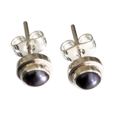 Pendientes de perlas - Pendientes hechos a mano en plata de ley con perla gris