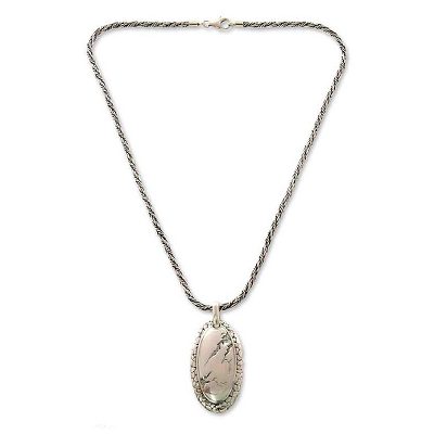 Sterling silver pendant necklace, 'Beginning of Life' - Sterling silver pendant necklace