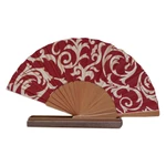 Silk batik fan, 'Red Bali Glory' - Batik Silk Fan
