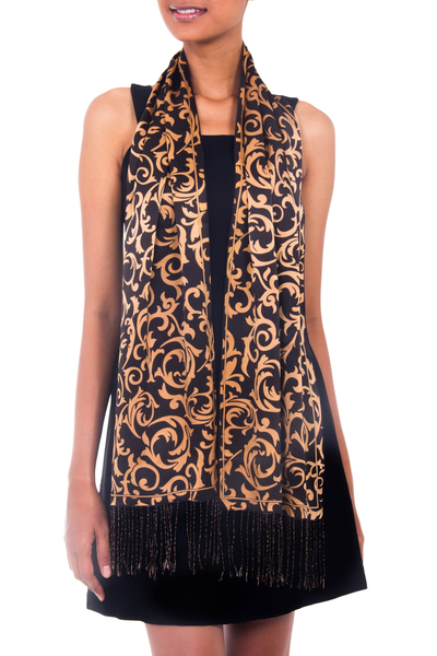 Batikschal aus Seide - Handgefertigter Schal mit Batik-Seidenmuster