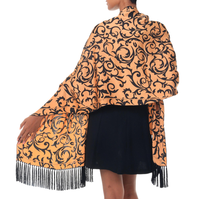 Silk batik shawl, 'Royale' - Silk batik shawl