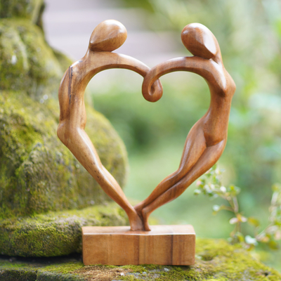 Holzskulptur - Einzigartige romantische Holzskulptur