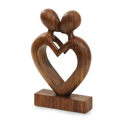 Wood sculpture, 'Love Flows' - Wood sculpture